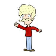 comic cartoon waving mustache man