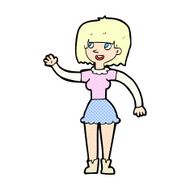 comic cartoon girl waving N3