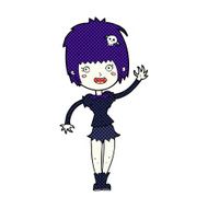 comic cartoon waving vampire girl N2