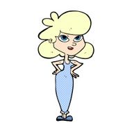 comic cartoon girl with hands on hips N2