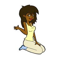 comic cartoon pretty girl waving N4