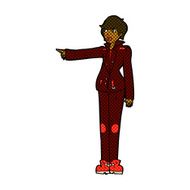 comic cartoon woman in leather jacket pointing N2