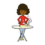 comic cartoon woman ironing