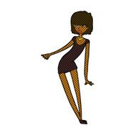 comic cartoon woman in dress leaning N2