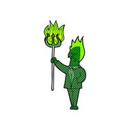 comic cartoon devil with pitchfork N4