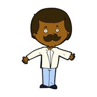 comic cartoon mustache man with open arms N2