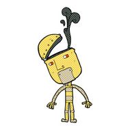comic cartoon robot with open head