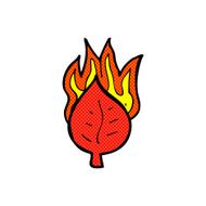 comic cartoon leaf on fire symbol