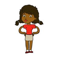 comic cartoon pretty girl with hands on hips N2