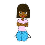 comic cartoon woman kneeling N2