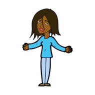 comic cartoon woman shrugging shoulders N52