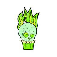comic cartoon spooky skull cupcake N2