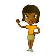 comic cartoon woman waving N35