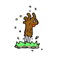 comic cartoon zombie hand rising from ground N2