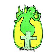 comic cartoon ghost rising from grave N4