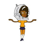 comic cartoon woman wearing space helmet N3
