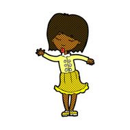 comic cartoon waving woman N16