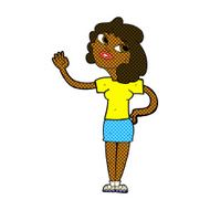 comic cartoon woman waving N36