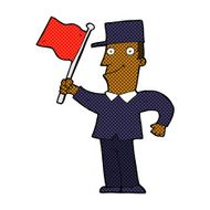 comic cartoon man waving flag N2
