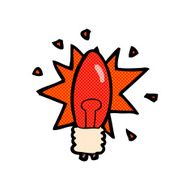 comic cartoon red light bulb