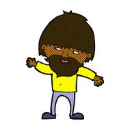 comic cartoon happy bearded man waving N2