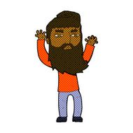 comic cartoon bearded man waving arms N2