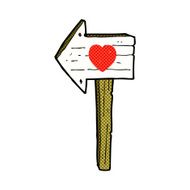 comic cartoon love heart sign post
