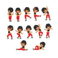 Different poses sporty dancing girl