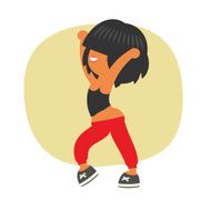 Sporty dancing beautiful teenager girl character