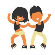 Sporty girl and boy dancing together