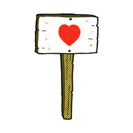 comic cartoon love heart sign post N2