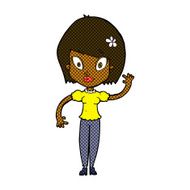 comic cartoon pretty woman waving N10