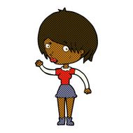 comic cartoon waving woman N17