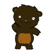 comic cartoon waving black bear cub