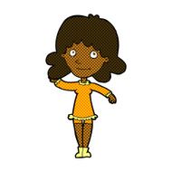 comic cartoon friendly woman waving N6