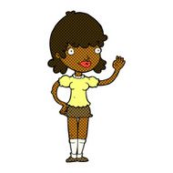 comic cartoon waving woman N18