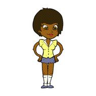 comic cartoon pretty woman with hands on hips N3