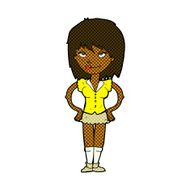 comic cartoon woman with hands on hips N25