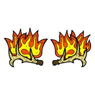 comic cartoon flaming antlers