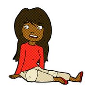 comic cartoon girl sitting on floor N2