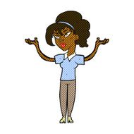 comic cartoon woman raising hands in air N3