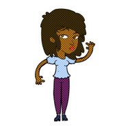 comic cartoon pretty woman waving N11