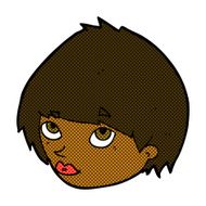 comic cartoon female face looking up N2