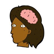 comic cartoon female head with brain symbol N3