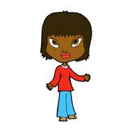 comic cartoon woman with open arms N11