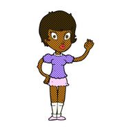 comic cartoon pretty girl waving N5
