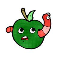 comic cartoon worm in apple N2
