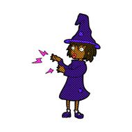 comic cartoon witch casting spell N3