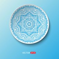 Realistic plate with floral round ornament lace