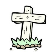 comic cartoon wooden cross grave N4
